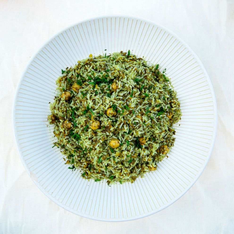 PHOTO: Chef Nasrin's Iranian rice with chickpea, dill and toasted sesame recipe.
