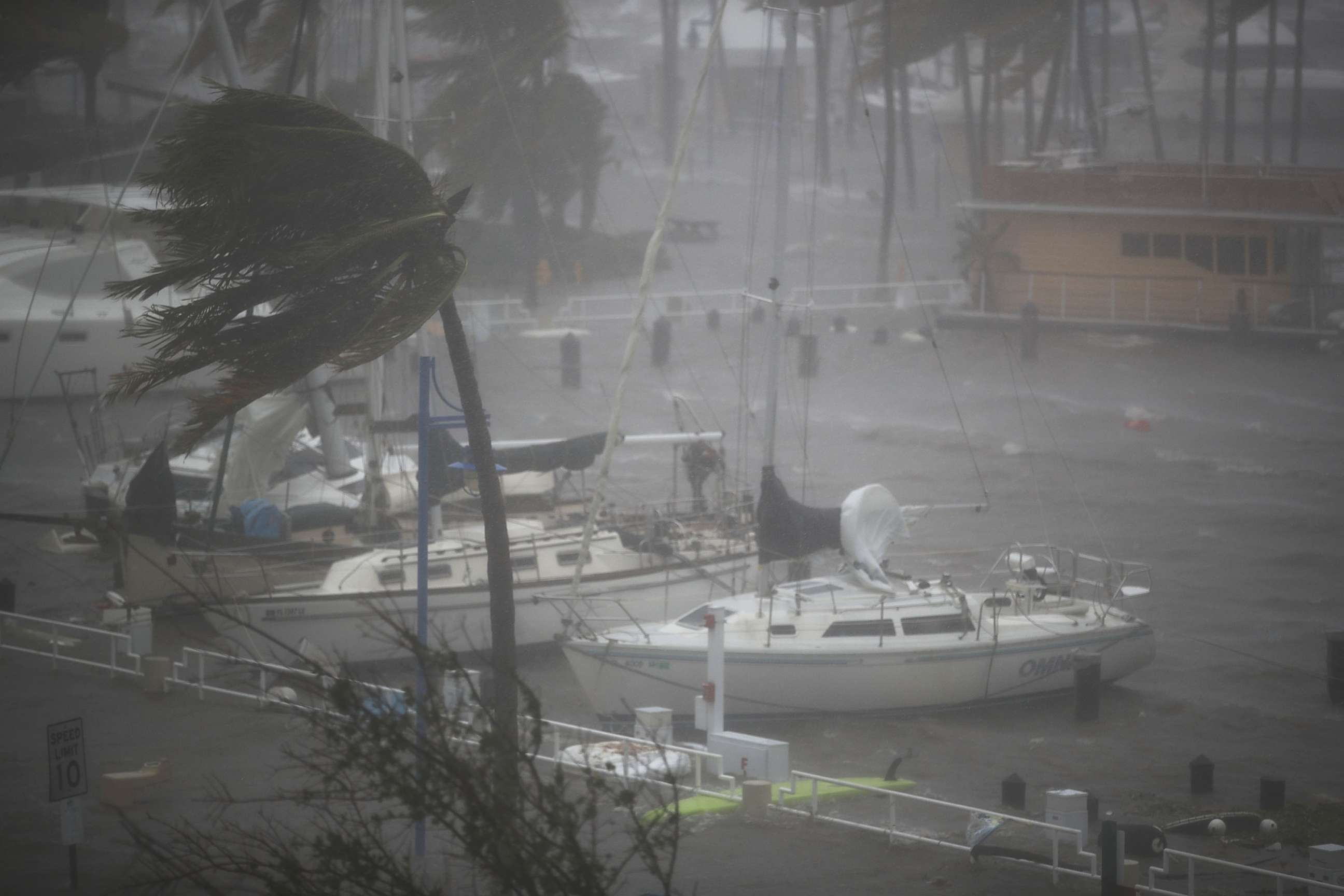 PHOTO: Boats ride out Hurricane Irma in a marina on Sept. 10, 2017 in Miami.
