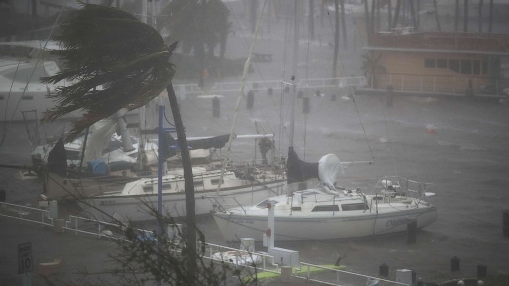 PHOTO: Boats ride out Hurricane Irma in a marina on Sept. 10, 2017 in Miami.