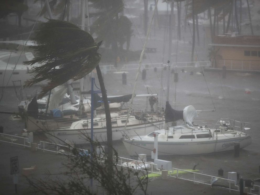 PHOTO: Boats ride out Hurricane Irma in a marina on Sept. 10, 2017 in Miami.