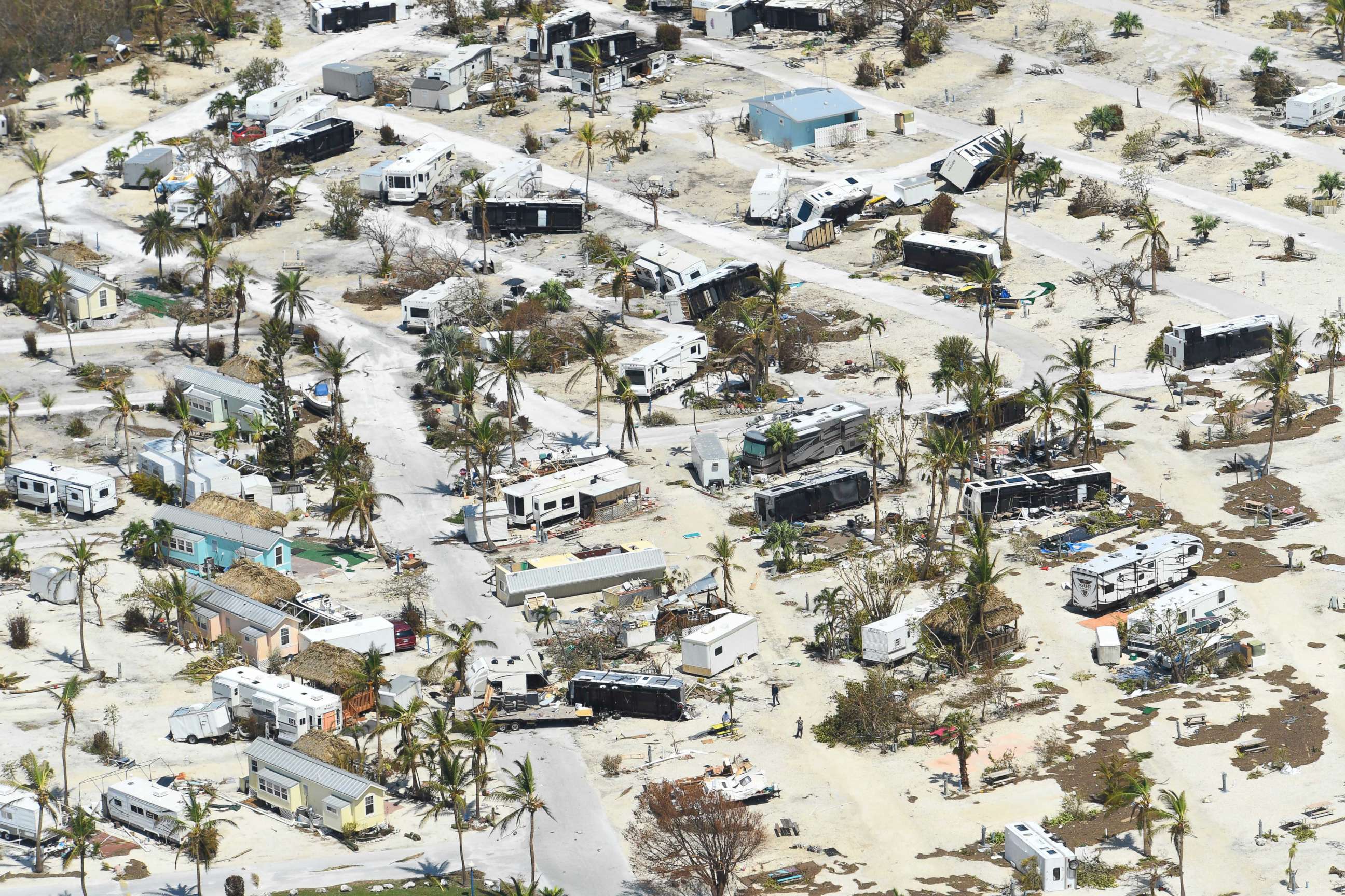 PHOTO: Damage to a mobile home community can be seen in the Lower Florida Keys after Hurricane Irma struck the state, Sept. 12, 2017.