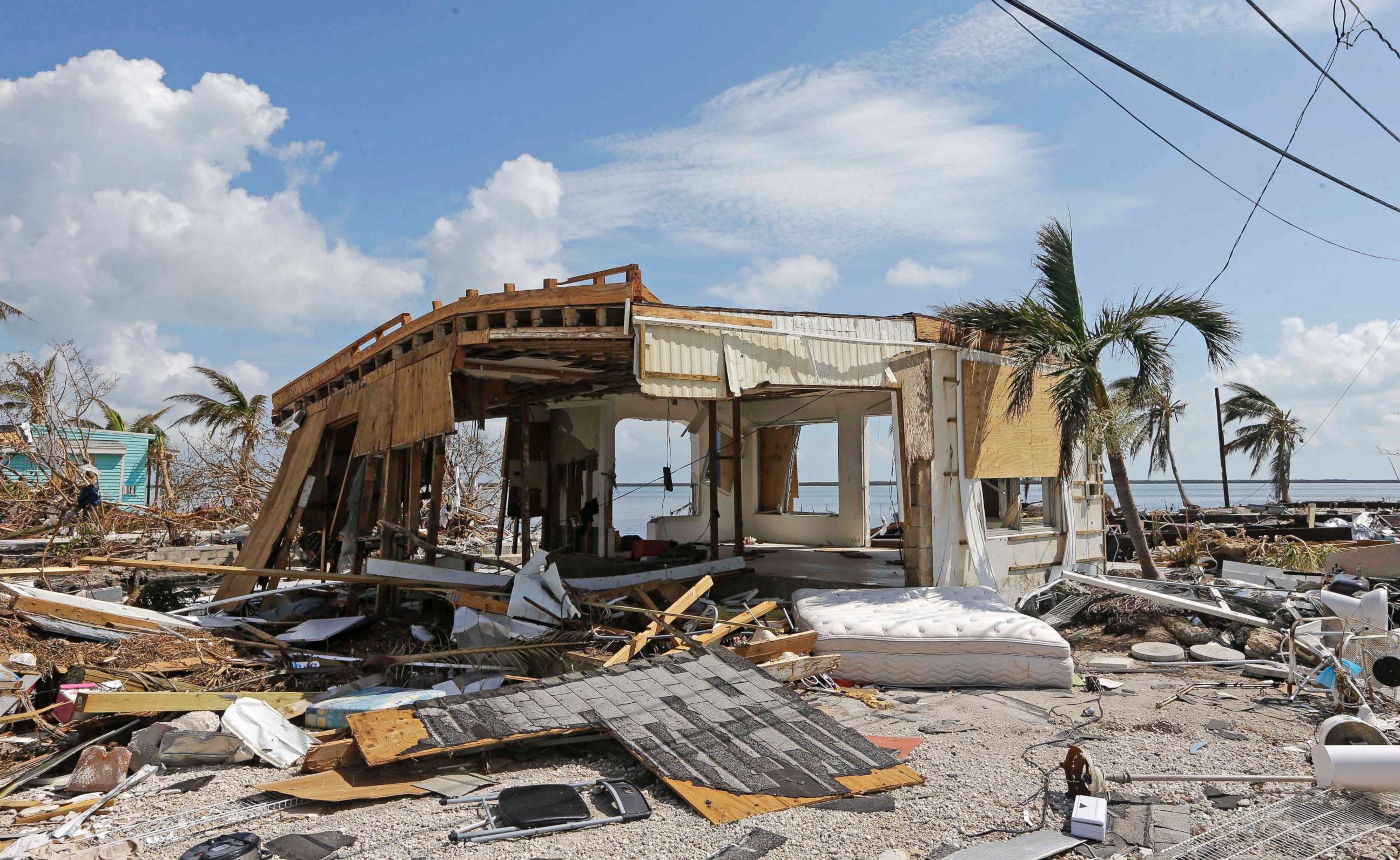 PHOTO: Debris surrounds a destroyed structure in the aftermath of Hurricane Irma, Sept. 13, 2017, in Big Pine Key, Fla.