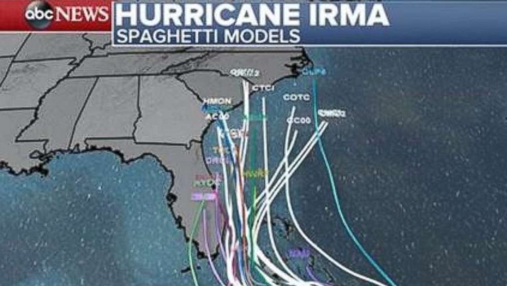 PHOTO: Hurricane Irma spaghetti models as of 2 p.m. Sept. 6, 2017.