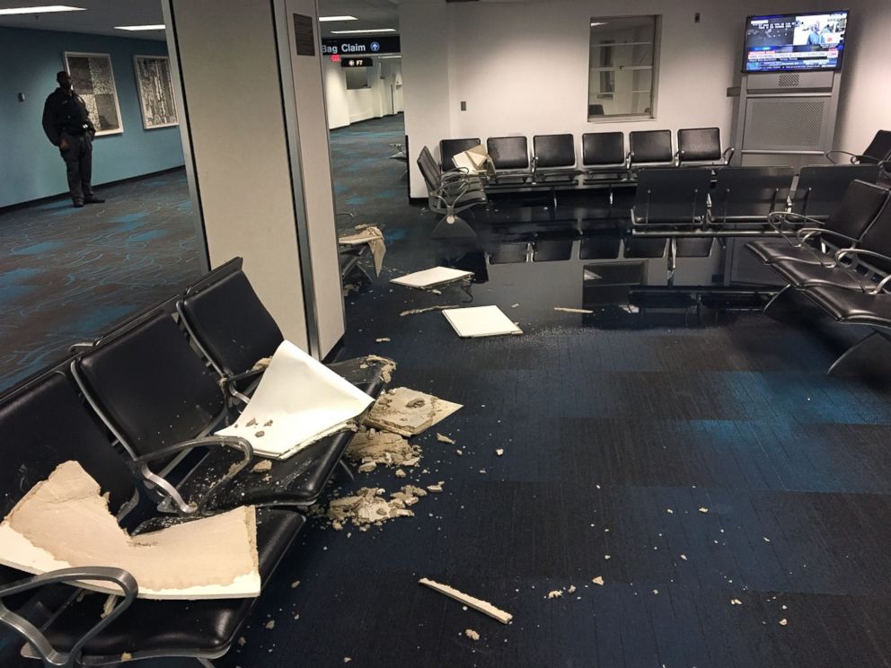 PHOTO: Emilio Gonzalez, Miami's international's chief executive, said on Twitter that the airport experienced gusts of 100 miles per hour and sustained "significant" water damage.