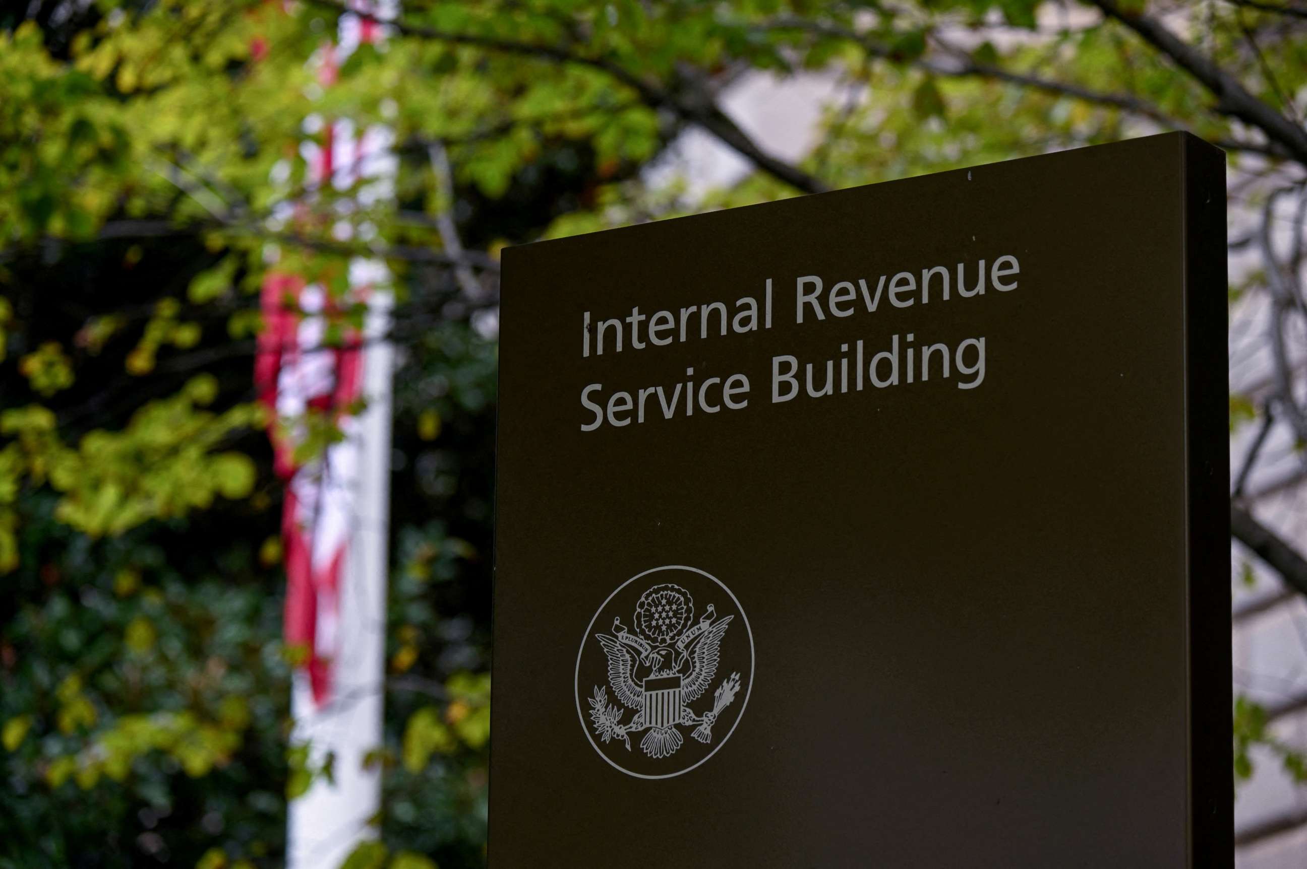PHOTO: A sign for the Internal Revenue Service (IRS) building is seen in Washington, Sept. 28, 2020.