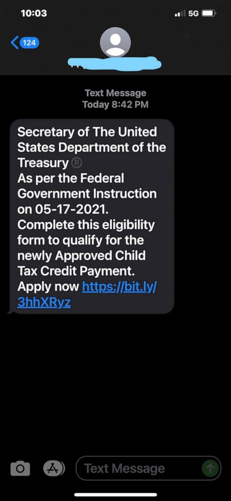 Tax Refund Scam Text Message