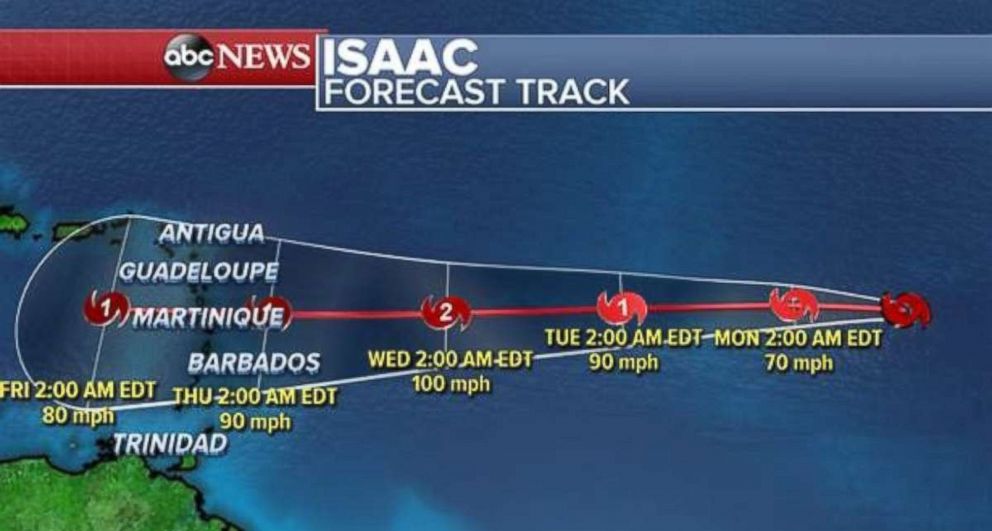PHOTO: Tropical Storm Isaac could be a hurricane as it continues to move west toward the Caribbean.