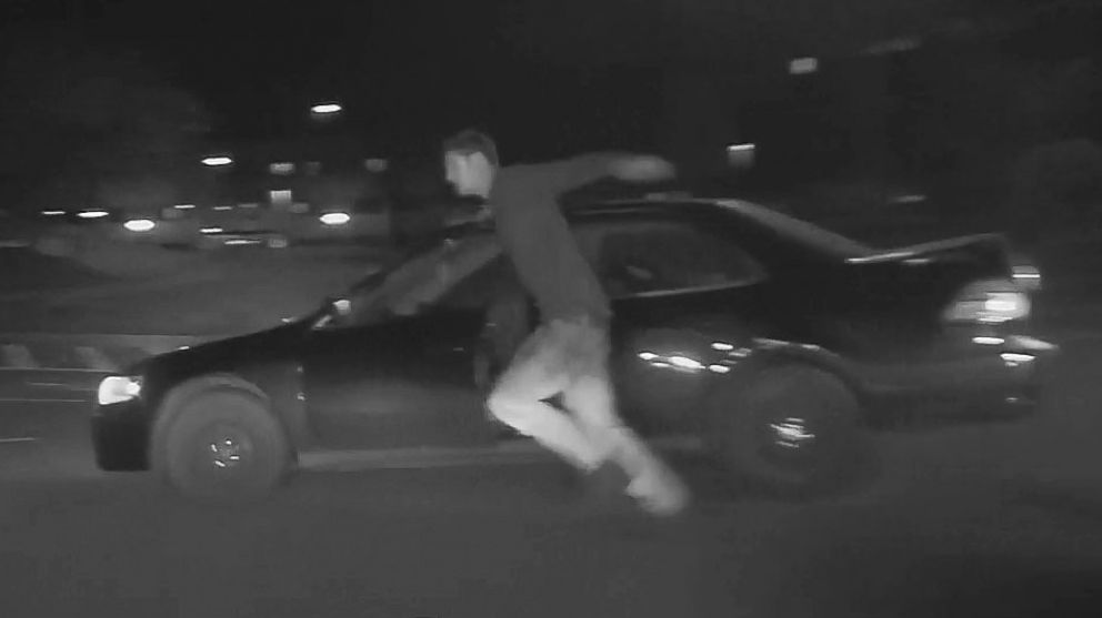 PHOTO: Suspected car-prowler ended up pinning himself when was run over by his own vehicle on Monday, Nov. 19, 2018, during a police chase in Happy Valley, Ore.