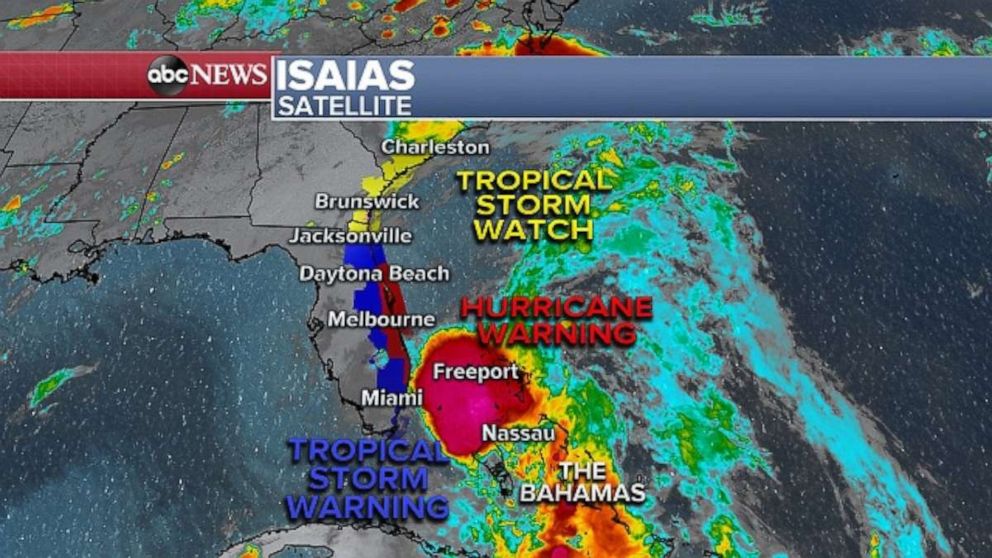PHOTO: Isaias was downgraded to a tropical storm on Saturday evening.