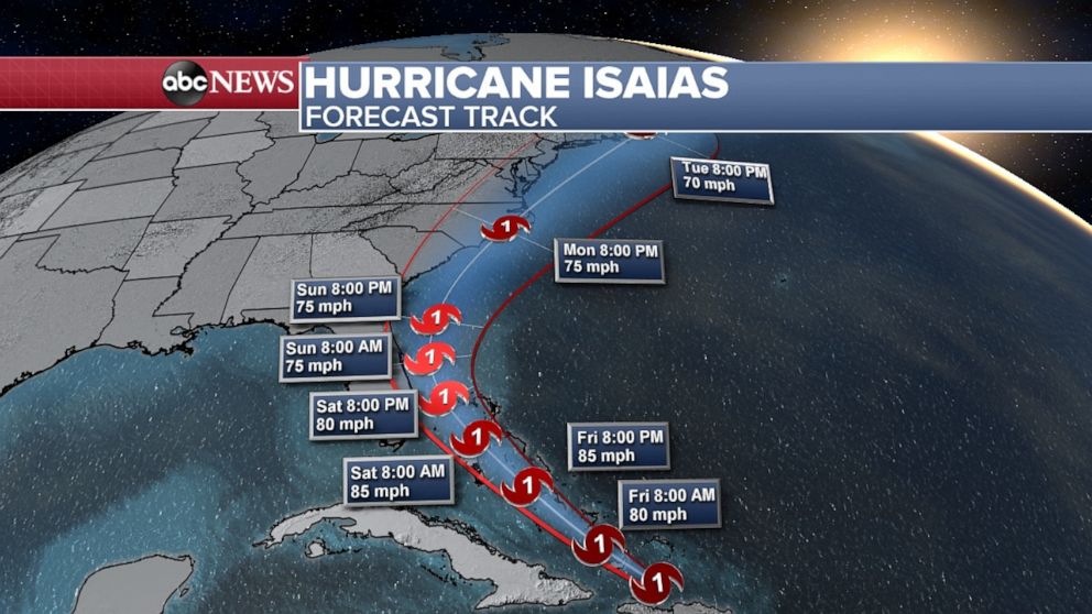 PHOTO: Hurricane Isaias will brush the Southeast over the weekend.