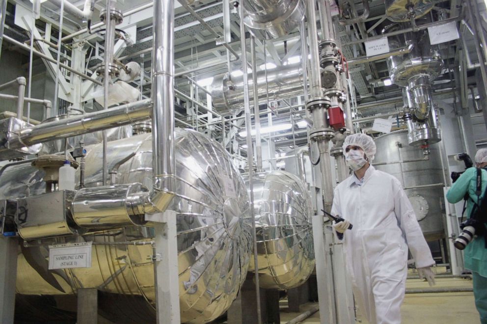 PHOTO: A worker walks inside of an uranium conversion facility, March 30, 2005, just outside the city of Isfahan, about 254 miles south of Tehran, Iran. 