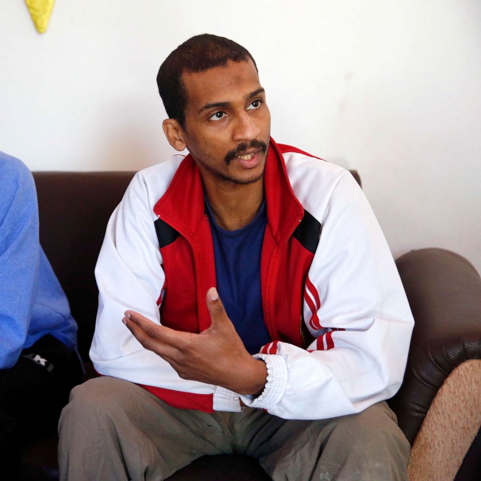 PHOTO: El Shafee Elsheikh speaks during an interview with The Associated Press at a security center in Kobani, Syria, March 30, 2018.