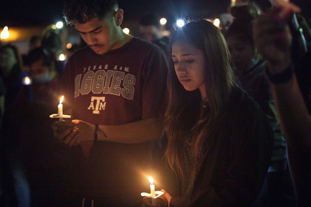 PHOTO: People gather for a march, rally and candle light vigil in honor Jonathan Price on Oct. 5, 2020 in Wolfe City, Texas.