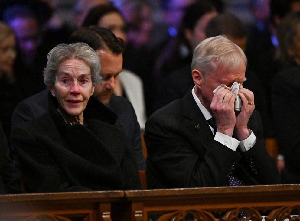 PHOTO: Jack Carter and his wife Liz Grandson react at the state funeral services for former President Jimmy Carter at the National Cathedral on Jan. 9, 2025, in Washington, D.C.  