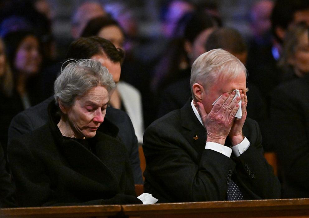 PHOTO: Jack Carter and his wife Liz Grandson react at the state funeral services for former President Jimmy Carter at the National Cathedral on Jan. 9, 2025, in Washington, D.C.