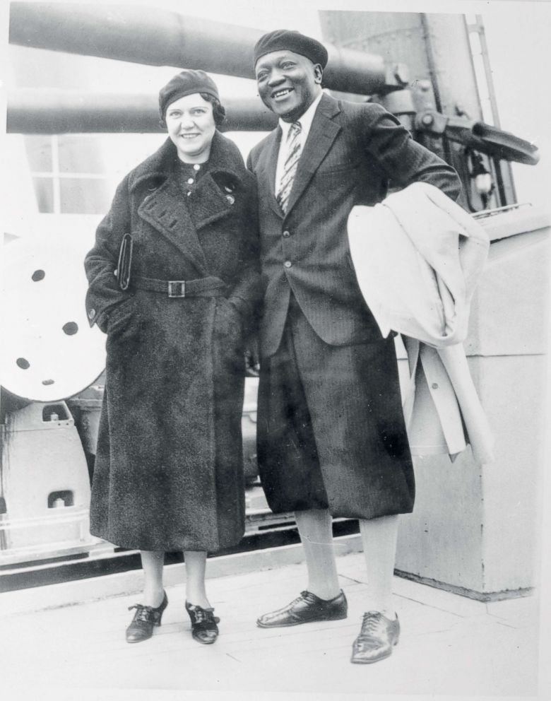 PHOTO: Jack Johnson, former heavyweight champion, and his wife are pictured on the S.S. Bremen in this undated file photo.