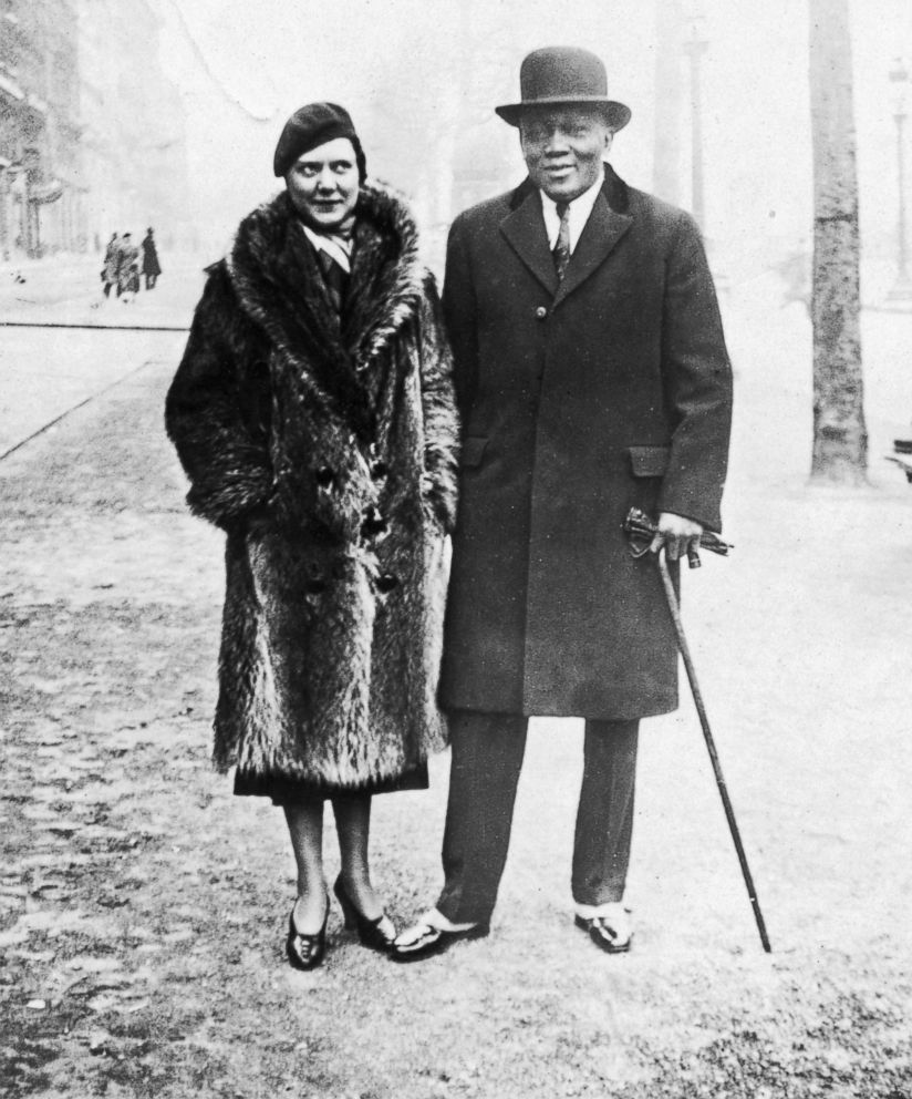 PHOTO: Former world heavyweight boxing champion Jack Johnson is pictured with his wife Irene in Paris in this undated file photo.