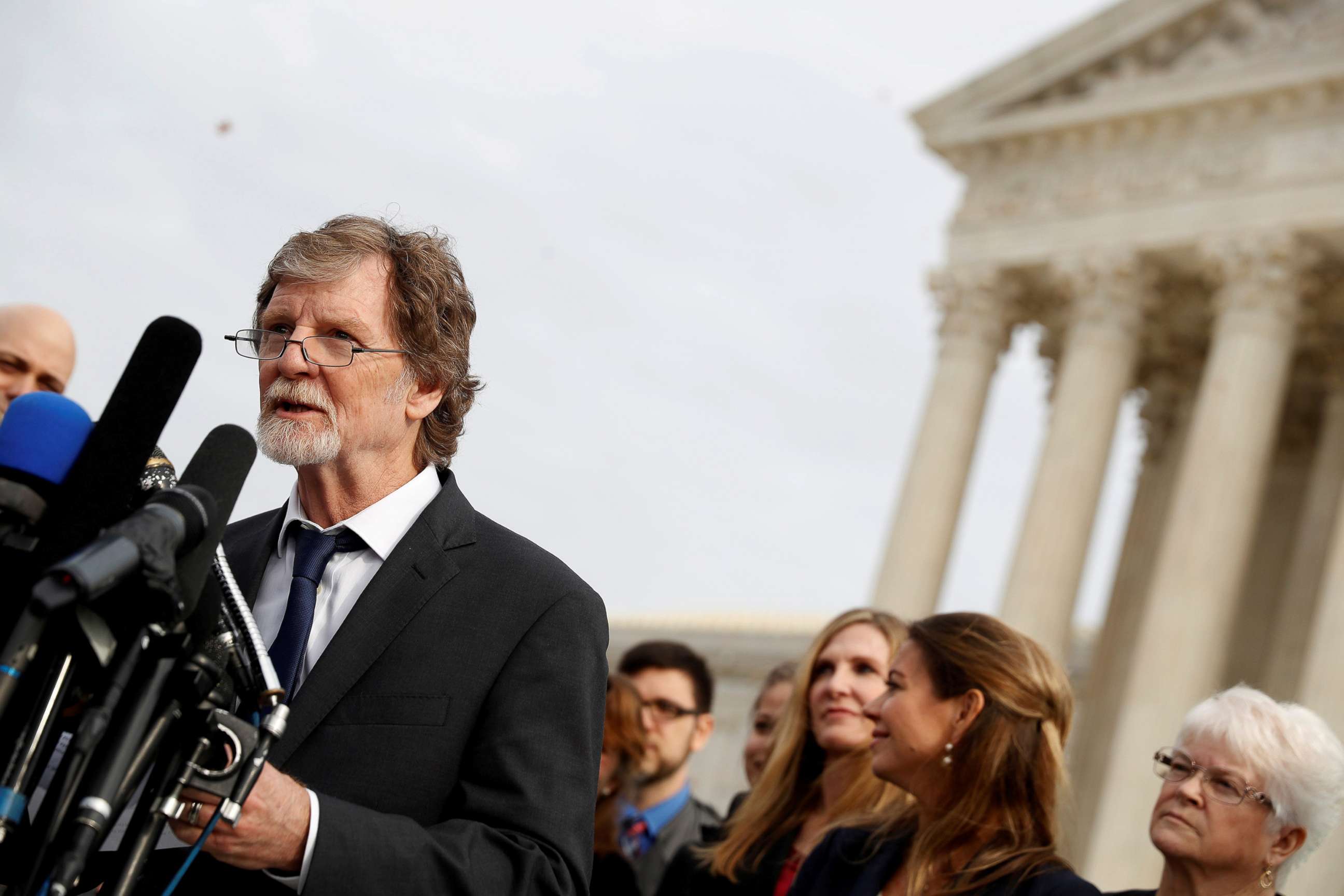 PHOTO: Baker Jack Phillips speaks with the media following oral arguments in the Masterpiece Cakeshop vs. Colorado Civil Rights Commission case at the Supreme Court in Washington, D.C., Dec. 5, 2017.