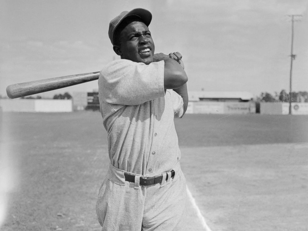 PHOTO: Jackie Robinsons stance at bat while while working out with Montreal Royals during training at Stanford, Fla.