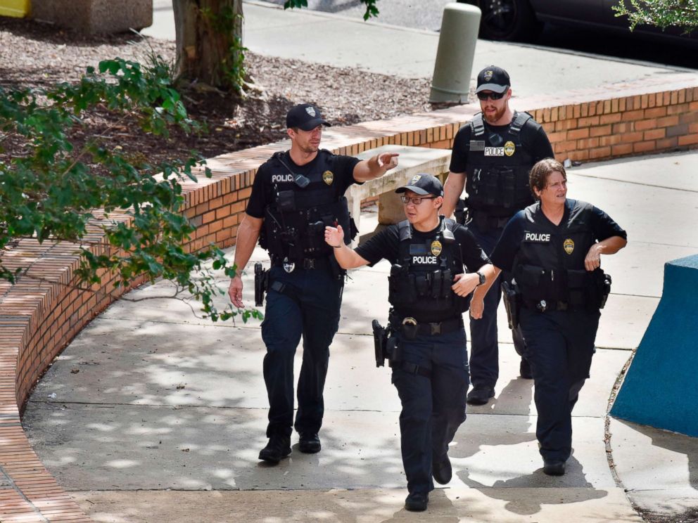 PHOTO: Police investigate the scene of a multiple shooting at the Jacksonville Landing on Aug. 26, 2018 in Jacksonville, Fla.