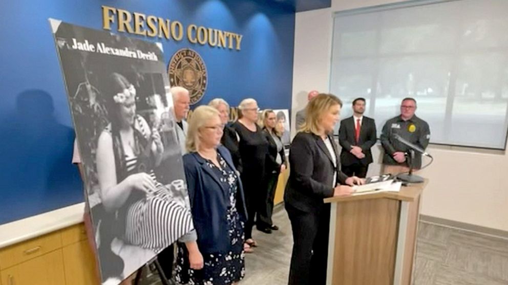 PHOTO:  Fresno County District Attorney Lisa Smittcamp speaks to the press on Oct. 19, 2022, in Fresno, Calif., as a suspected drug dealer has been charged with murder after Jade Dreith's fentanyl-related death.
