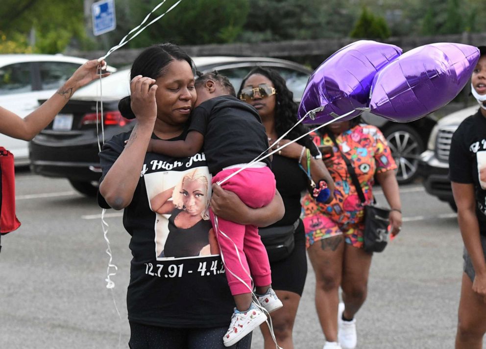 PHOTO: Loved ones gather for a memorial for Jaida Peterson, April 9, 2021, at Tuckaseegee Park in Charlotte, N.C. Peterson, a transgender woman, was found dead in a hotel room on Easter Sunday, April 4.