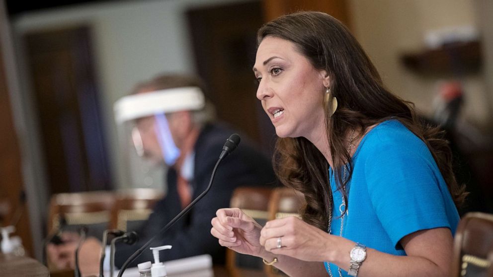 PHOTO: Representative Jaime Herrera Beutler, a Republican from Washington, speaks during a House Appropriations Subcommittee hearing in Washington, June 4, 2020. 