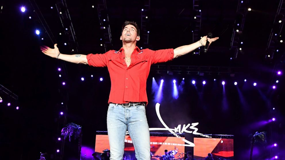 Recording artist Jake Owen performs during the Route 91 Harvest country music festival at the Las Vegas Village, Oct. 1, 2017, in Las Vegas.