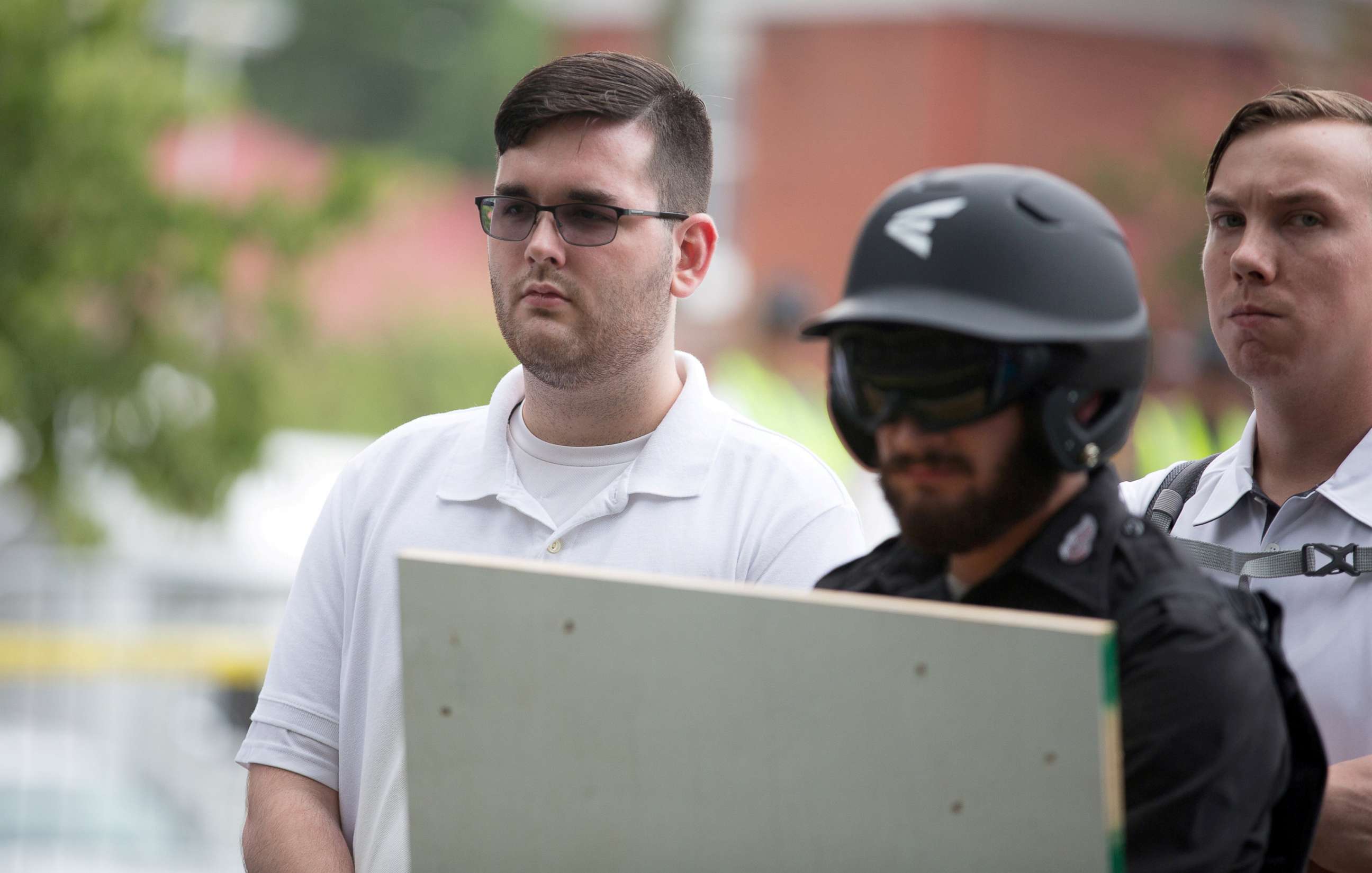 PHOTO: James Alex Fields Jr. is seen attending the "Unite the Right" rally in Emancipation Park before being arrested by police in Charlottesville, Va., Aug. 12, 2017.