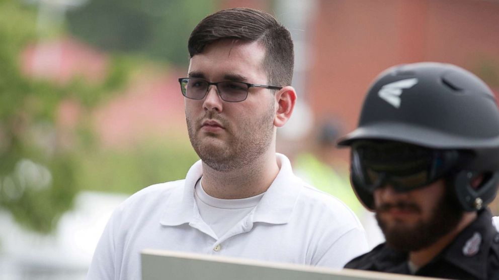 PHOTO: James Alex Fields Jr. is seen attending the "Unite the Right" rally in Emancipation Park before being arrested by police in Charlottesville, Va., Aug. 12, 2017.