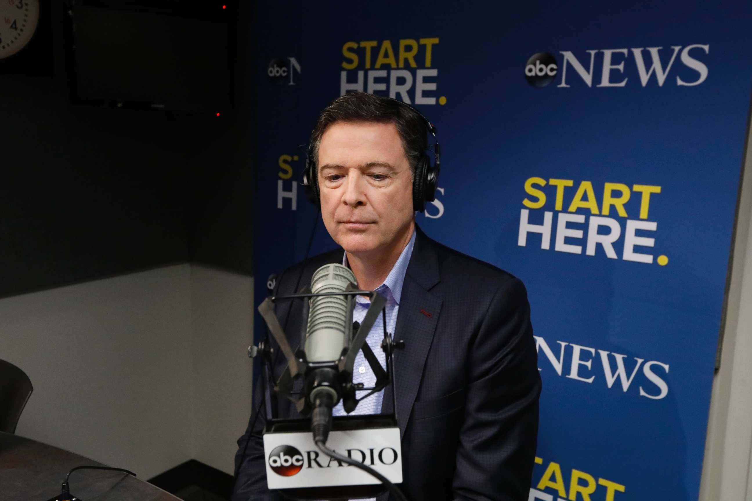 PHOTO: Former FBI Director James Comey speaks to ABC News' "Start Here" podcast on April 17, 2018.
