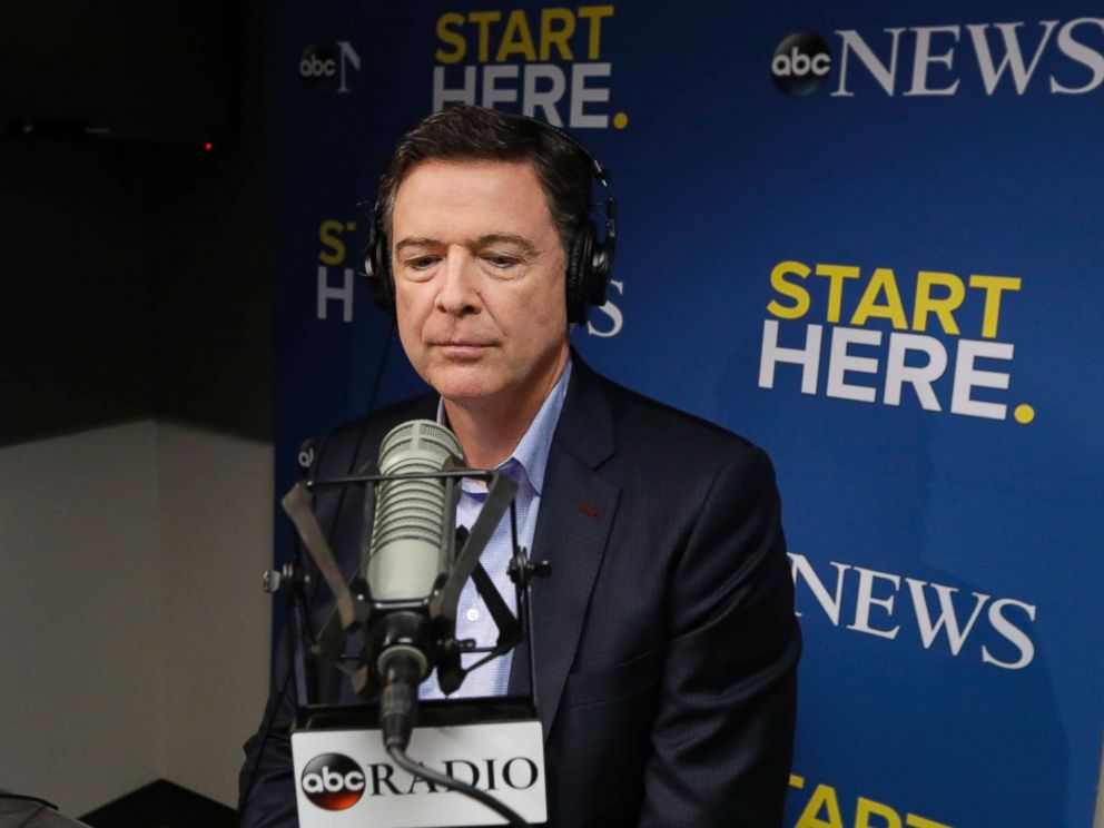 PHOTO: Former FBI Director James Comey speaks to ABC News Start Here podcast on April 17, 2018.