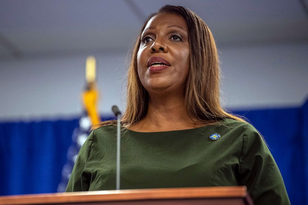 PHOTO: In this Sept. 21, 2022 file photo New York Attorney General Letitia James speaks during a press conference in New York.