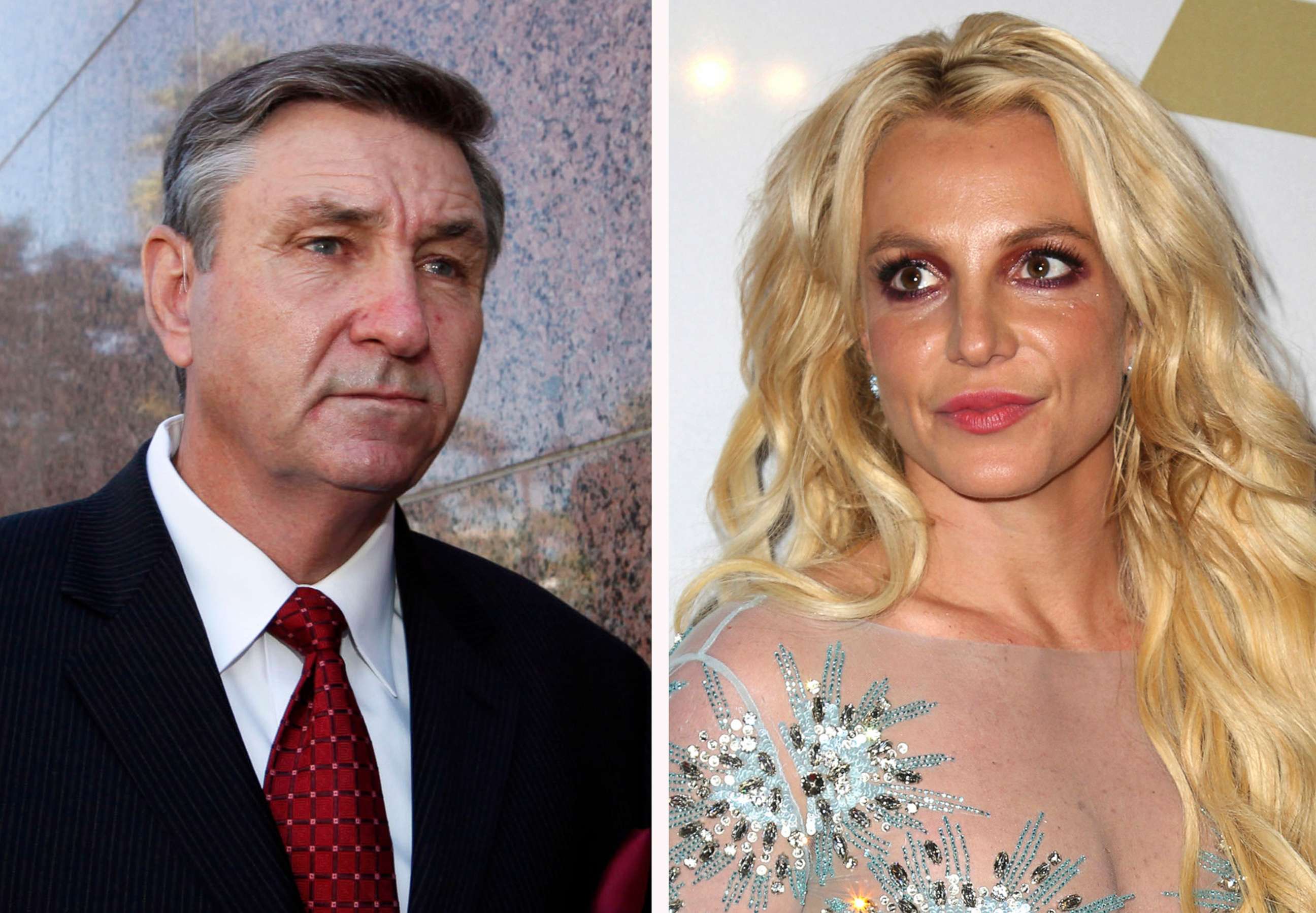 PHOTO: FILE - This combination photo shows Jamie Spears, left, father of Britney Spears, as he leaves the Stanley Mosk Courthouse on Oct. 24, 2012, in Los Angeles and Britney Spears at the Clive Davis and The Recording Academy Pre-Grammy Gala.