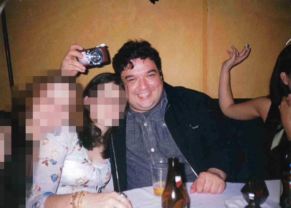 PHOTO: Jane Doe with Horatio Sanz inside Barolo at the SNL after-party after midnight on May 11, 2002.