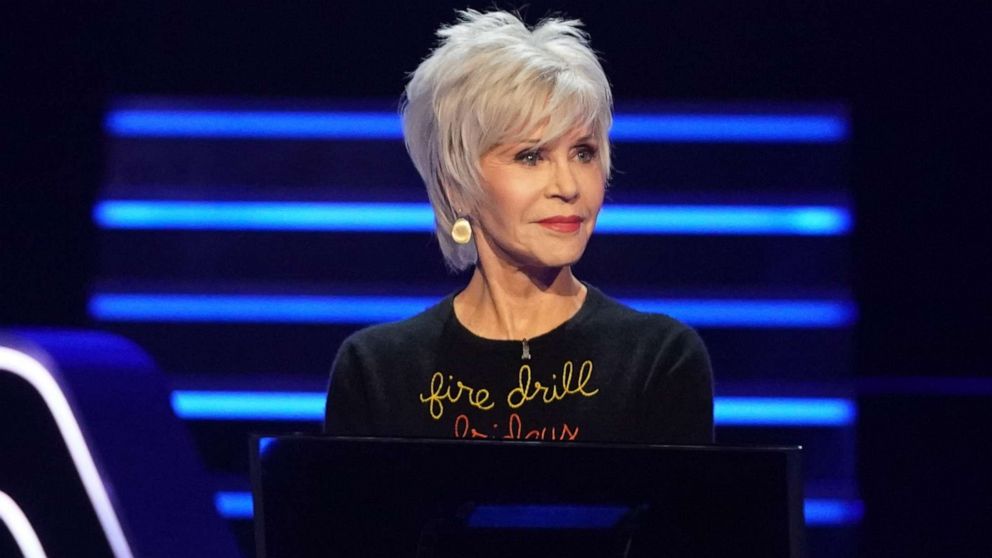 PHOTO: Jane Fonda takes the stage during a charity episode of "Who Wants to Be A Millionaire" which aired April 22, 2020.