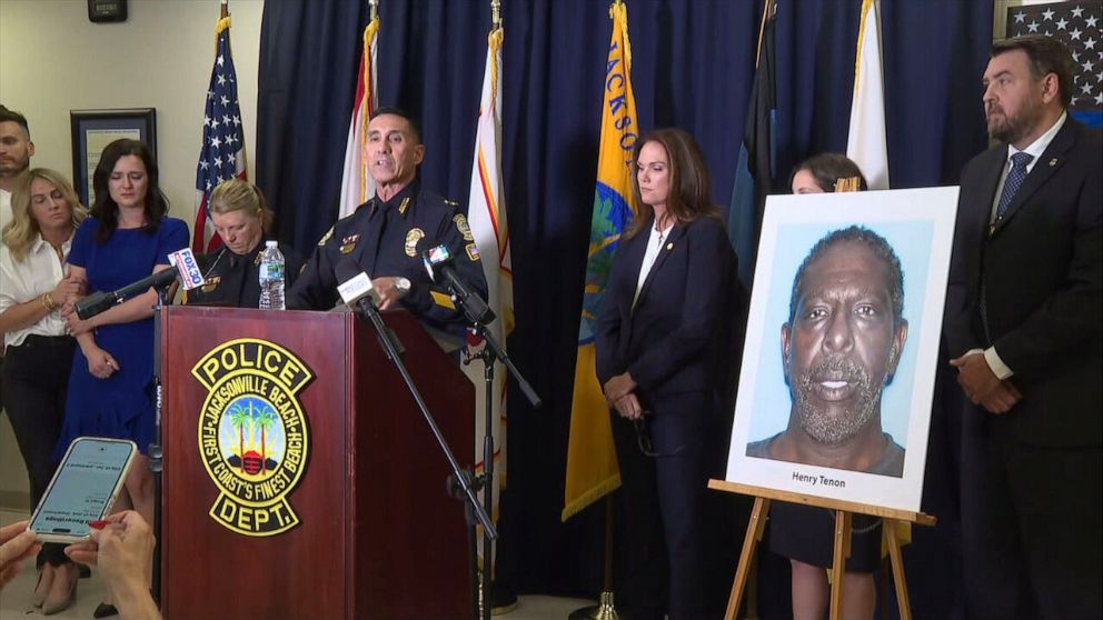 PHOTO: The Jacksonville Beach Police Department showed the booking photo for Henry Tenon during a press briefing on Jan. 25, 2023.