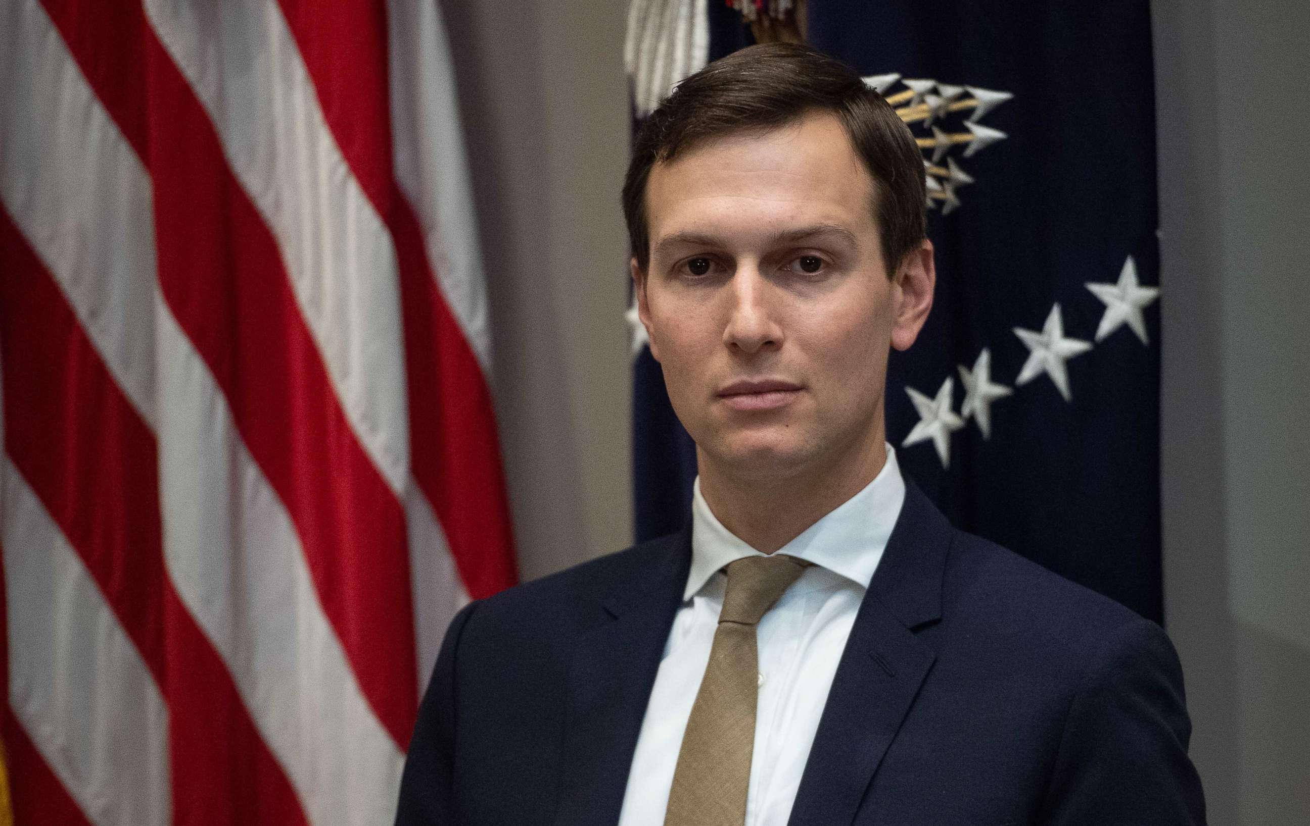 PHOTO: Jared Kushner, advisor and son-in-law of US President Donald Trump, attends a meeting between Trump and carmakers in the Roosevelt Room at the White House in Washington, on May 11, 2018.