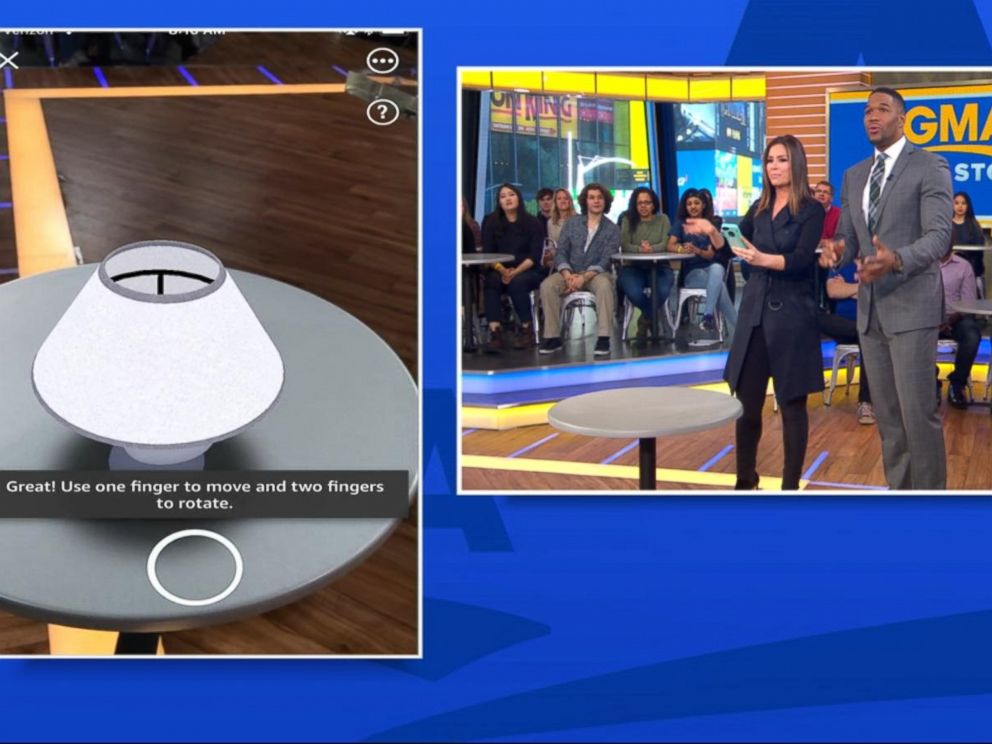 PHOTO: ABC News Rebecca Jarvis and Michael Strahan demonstrate Amazons new augmented-reality shopping tool.