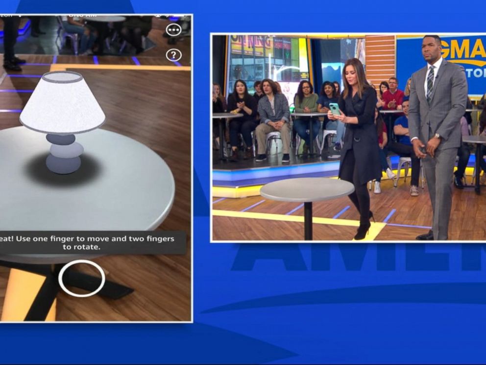 PHOTO: ABC News Rebecca Jarvis and Michael Strahan demonstrate Amazons new augmented-reality shopping tool.