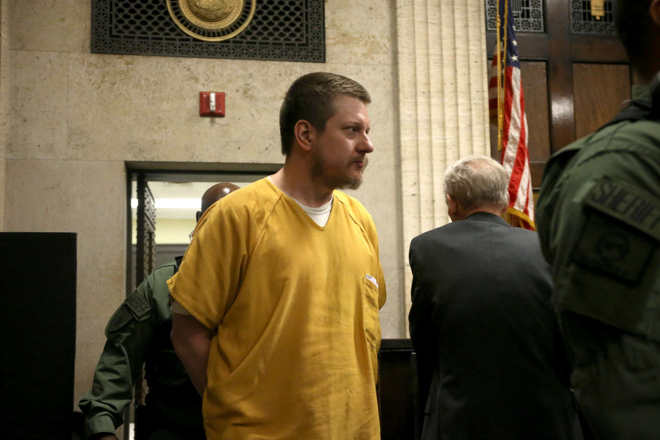 PHOTO: Former Chicago police Officer Jason Van Dyke enters the courtroom for his  sentencing hearing at the Leighton Criminal Court Building, Jan. 18, 2019, in Chicago.