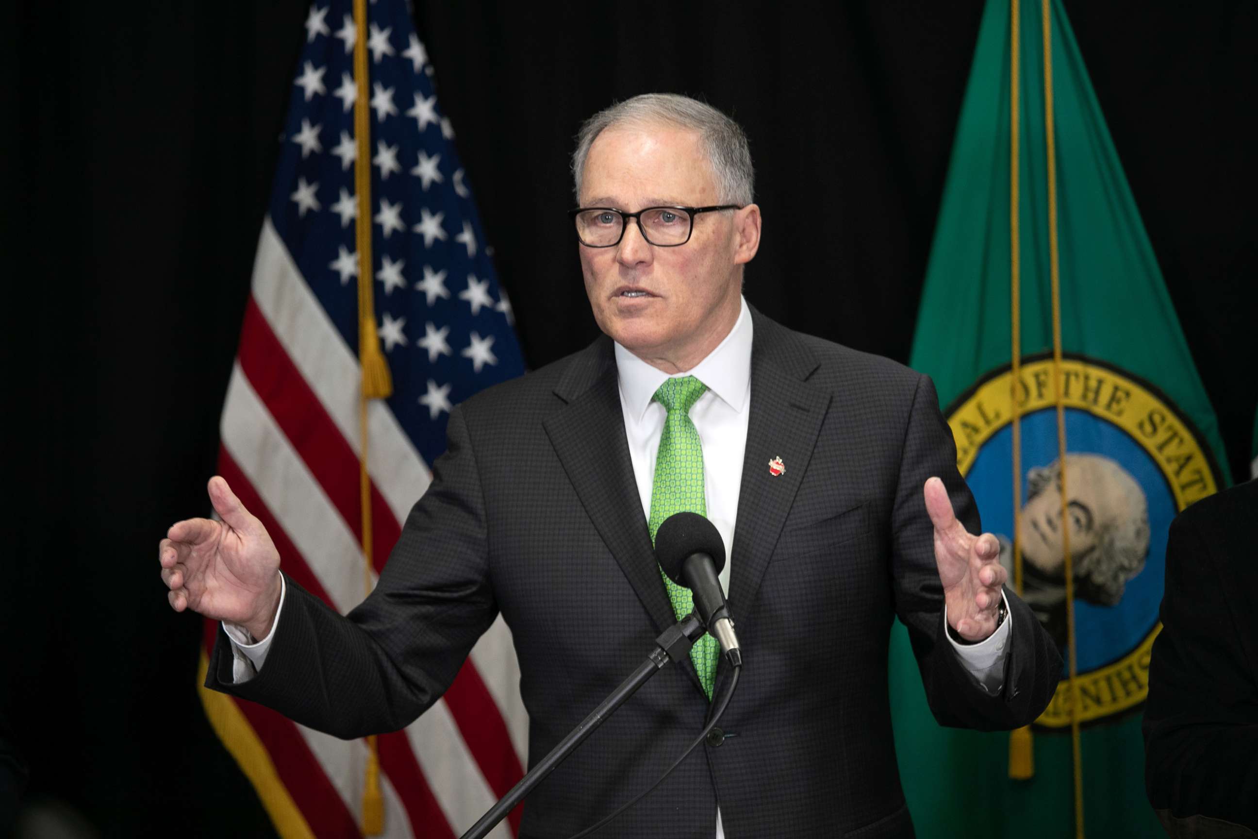 PHOTO: In this March 11, 2020, file photo, Washington State Governor Jay Inslee announces measures to help contain the spread of coronavirus at a press conference in Seattle.