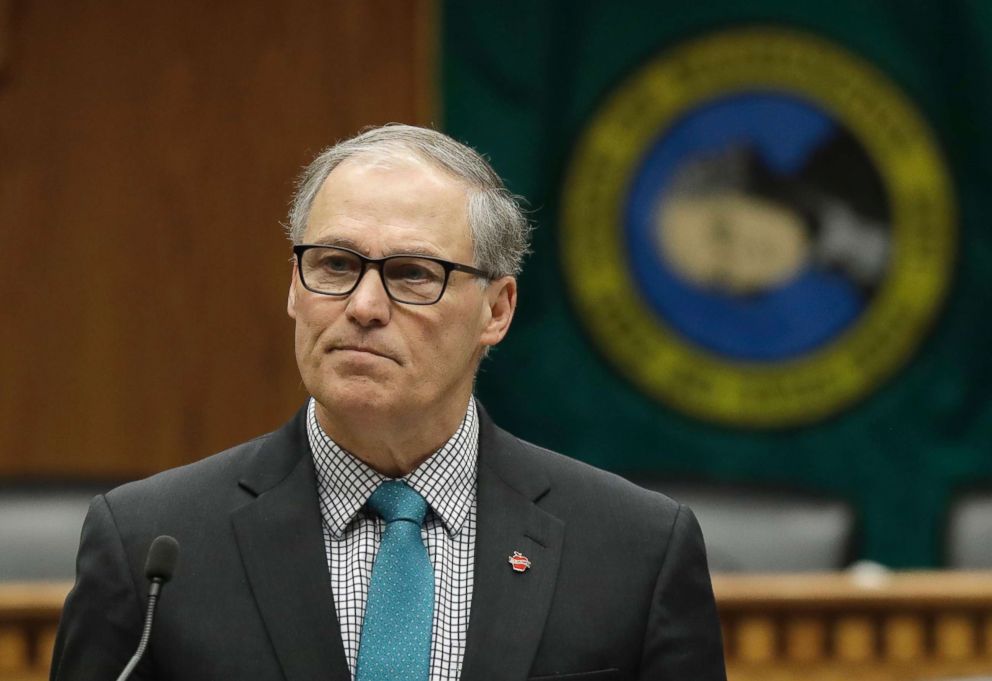 PHOTO: Washington Gov. Jay Inslee speaks during the Associated Press Legislative Preview, Jan. 10, 2019, at the Capitol in Olympia, Wash.