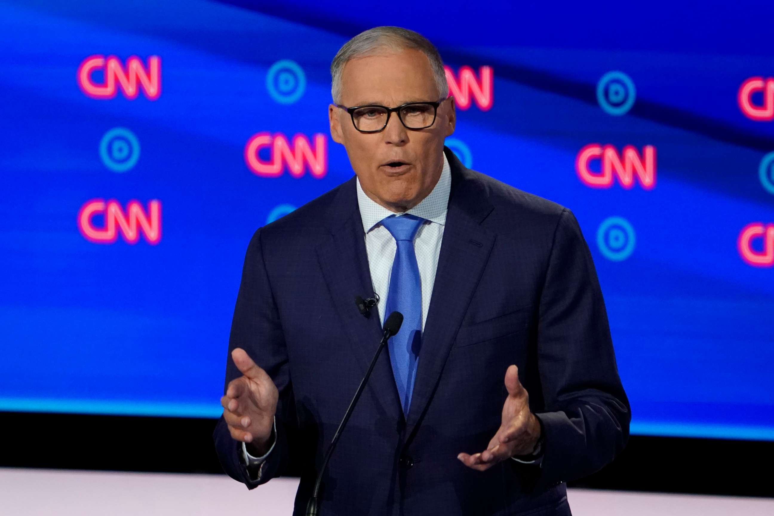 PHOTO: Gov. Jay Inslee of Washington speaks during the second night of Democratic presidential debates in Detroit, July 31, 2019.