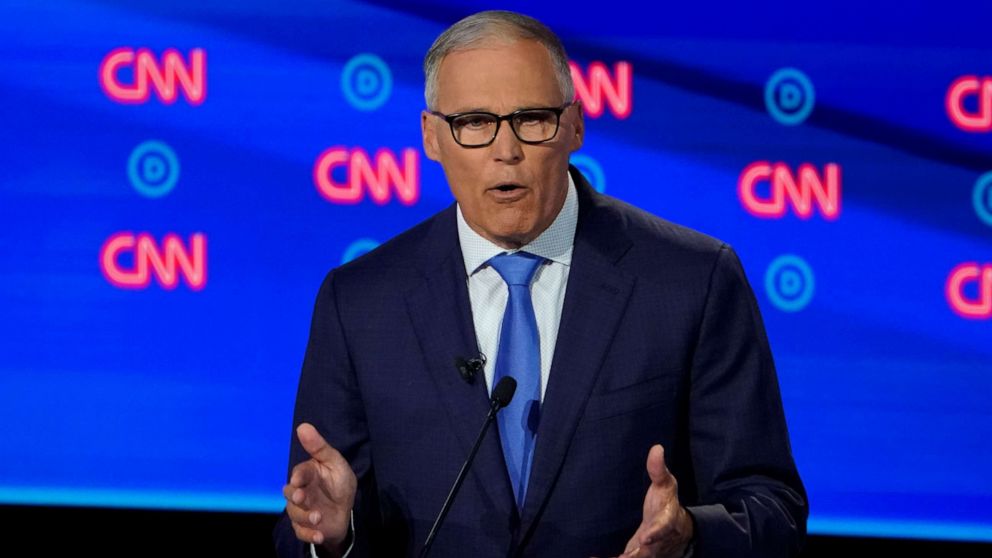 PHOTO: Gov. Jay Inslee of Washington speaks during the second night of Democratic presidential debates in Detroit, July 31, 2019.