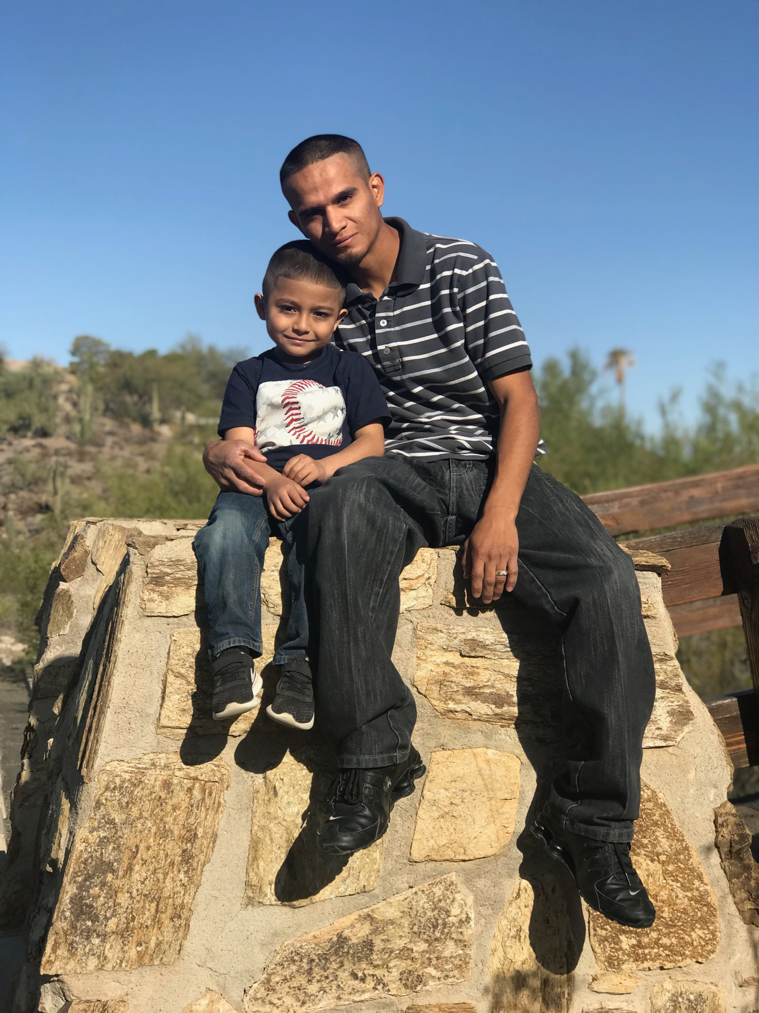 PHOTO: Jesus Berrones with his son, Jayden Berrones, 5 years old, Feb. 2018. 