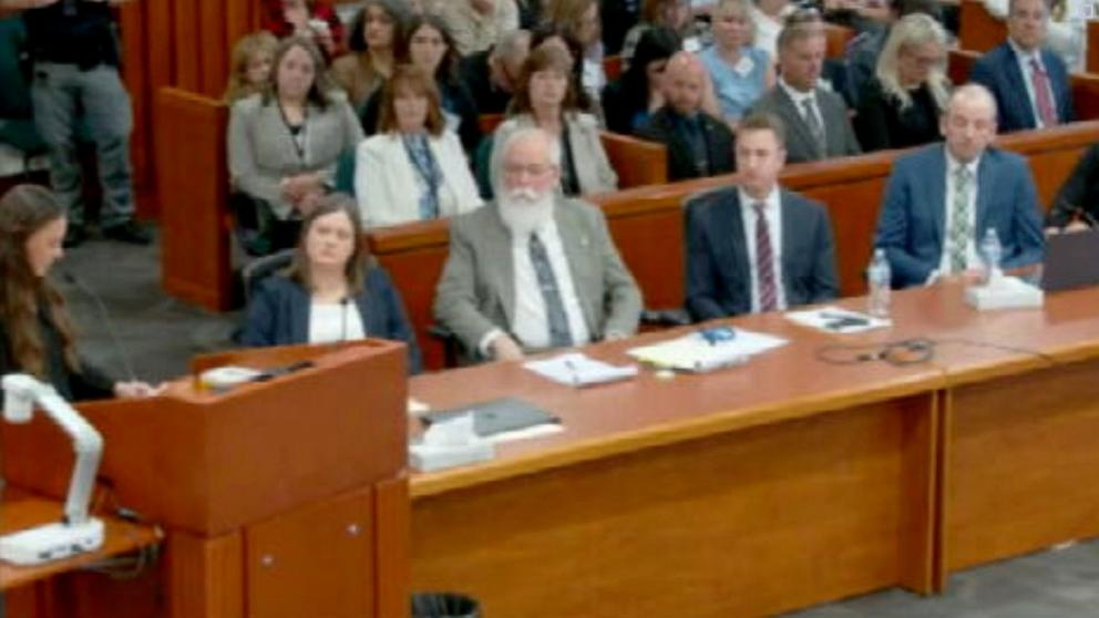 PHOTO: Xana Kernodle’s sister, Jazzmin Kernodle, reads a victim impact statement during Bryan Kohberger's sentencing, July 23, 2025, in Boise, Idaho.