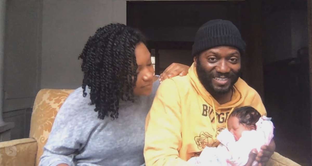 PHOTO: New parents Jeanelle and Warner Miller with their daughter Amani.