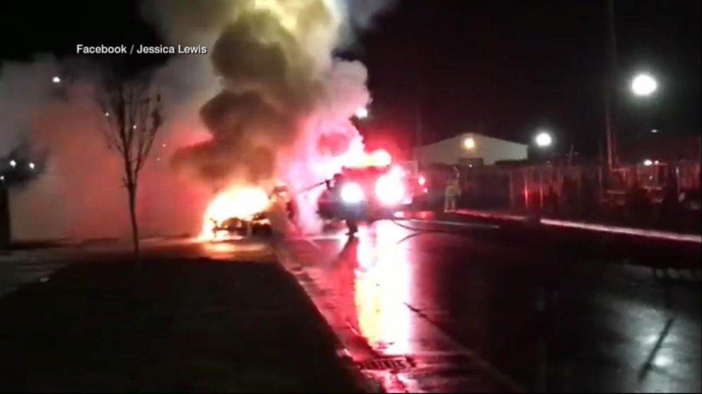 PHOTO: A Tacoma, Washington, soldier’s new 2018 Jeep Cherokee Trailhawk erupted in flames, Jan. 27, 2018.