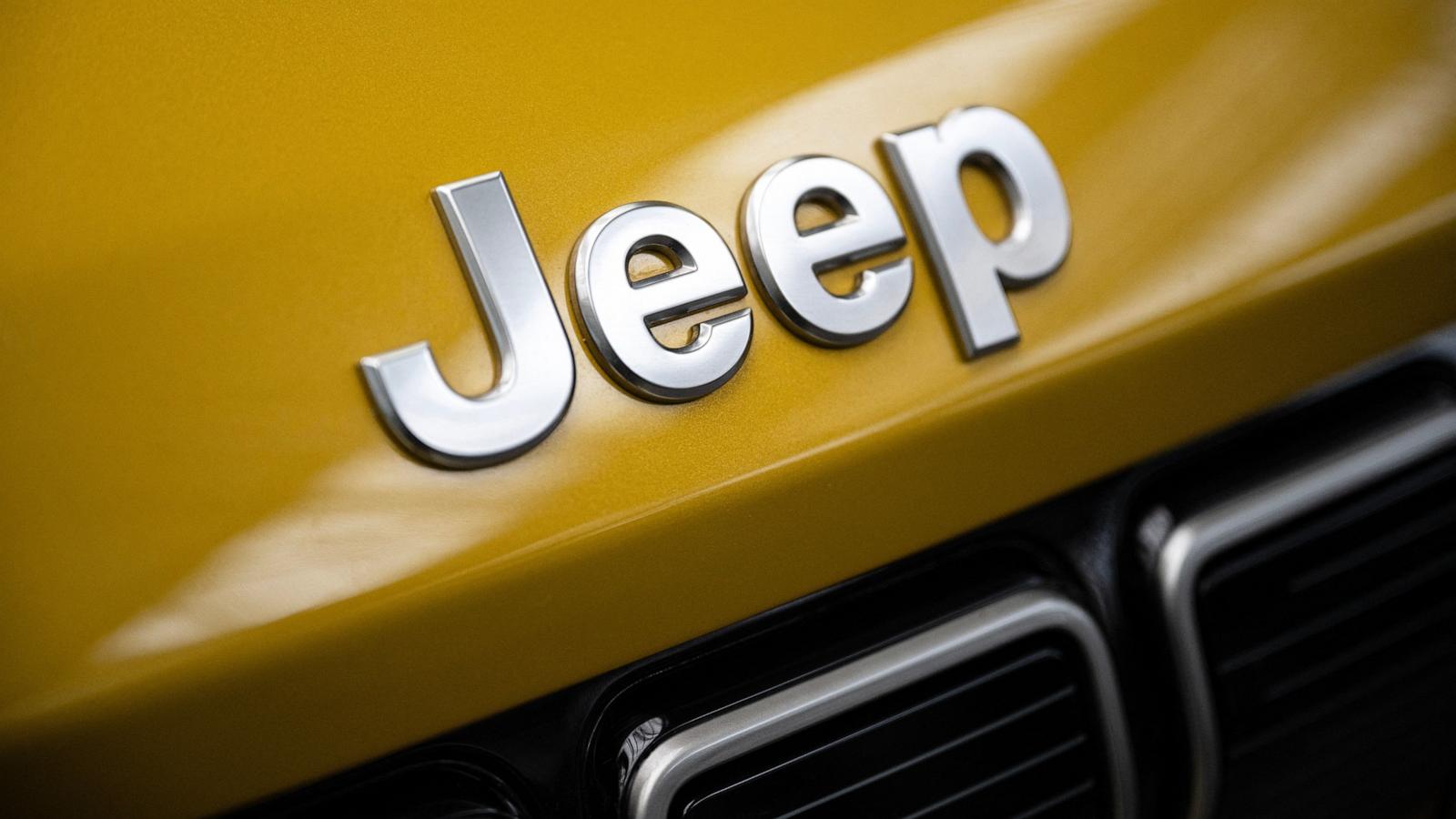 PHOTO: In this April 10, 2024, file photo, the logo of auto maker Jeep is shown at a Mirafiori Stellantis' factory.